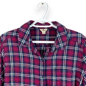 Woolrich Cotton Flannel Shirt Top Blouse Womens L‎ Purple Plaid Long Sleeve